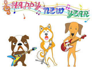 ２０１８年の年賀状素材の犬のコンサート