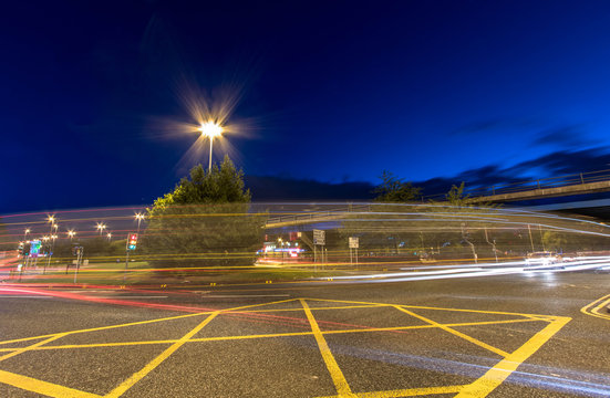 Blue Hour Long Exposure at a Round About