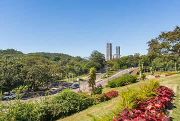Twin towers of Central Park in Caracas, Venezuela, on a sunny day, from Venezuela Square