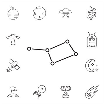 Vetor de Alien Cartoon icon. Set of space icons. Signs, outline symbols  collection, simple thin line icons for websites, web design, mobile app,  info graphics do Stock