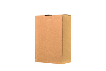 Brown tray or brown paper package or cardboard box isolated on white with clipping path.