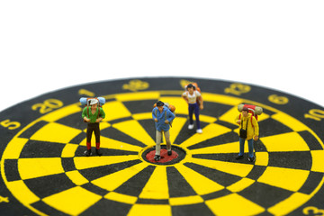 Miniature people, traveler  on dartboard