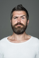 Fototapeta premium man with long beard on serious face