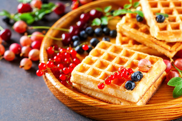 Waffles with berries.