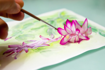 Flower became alive under artistic brush
