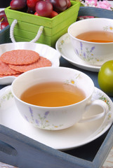 Cup of English tea with biscuits 