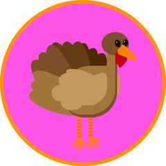 Turkey, thanksgiving symbol, flat art vector style object. 