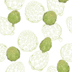 Artichoke plant graphic color seamless pattern sketch illustration vector