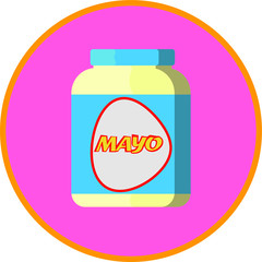 Fototapeta premium Mayonnaise jar, flat art vector style object. 