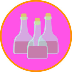 Chemical or potion containers, flat art vector style object. 