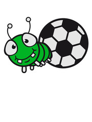 Fototapeta premium ball sport fussball kicken spaß loch verein team klein baby kind wurm krabbeln schnecke kriechen raupe schlange süß niedlich comic cartoon