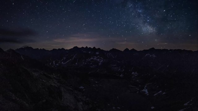Night time lapse, Milky way over Tatras mountain landscape Poland