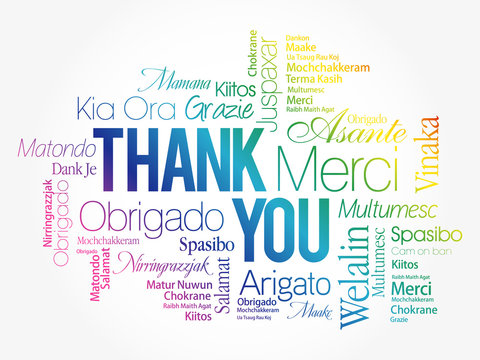 Thank You word cloud in different languages, concept background