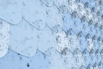 Pattern of blue rounded roof tiles