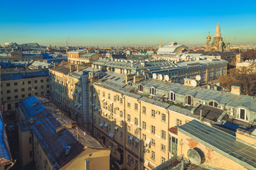 Fototapeta na wymiar panorama on the roofs in St. Petersburg