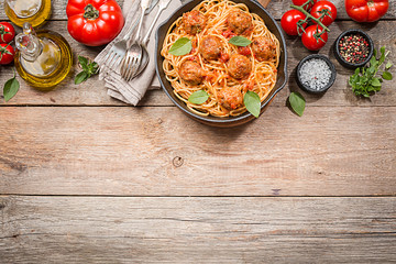 Spaghetti pasta with meatballs