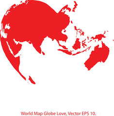 Heart World Map Globe Vector Illustrator, EPS 10.