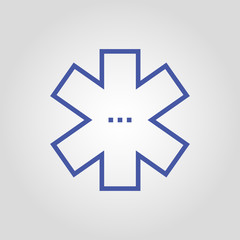 Ambulance or emergency star isolated linear flat vector icon