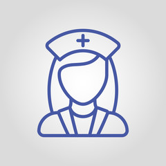 Doctor vector icon. Medical worker concept. Doctors head silhouette for badge or document. Female doctor icon.