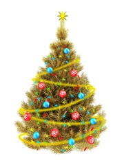 3d golden Christmas tree
