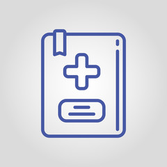 Medical book, insurance agreement isolated flat vector linear icon