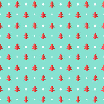 Christmas vector seamless pattern with trees and snow. Xmas simple texture. Wrapping paper.
