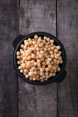 Chickpeas on a bowl. Chickpeas is nutritious food. Healthy and vegetarian food.