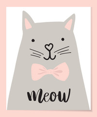 Cute Cat vector illustration. T-shirt Print design