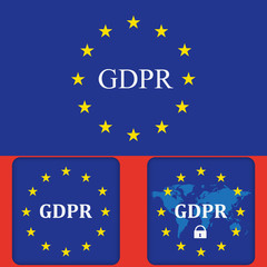 General Data Protection Regulation (GDPR) with padlock set , Vector illustration