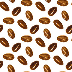 Seamless pattern with illustrations of coffee beans