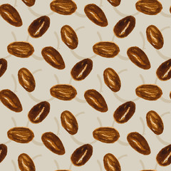 Seamless pattern with illustrations of coffee beans