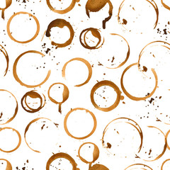 Seamless pattern with coffee stain circles - 179950326
