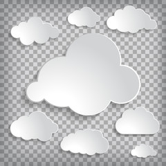 Vector illustration of clouds set on a chequered background