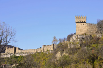 Fototapeta premium VELIKO TARNOVO, BULGARIA - 5 NOVEMBER 2017: Ruins of medieval Fortress Tsarevets, Veliko Tarnovo, Bulgaria