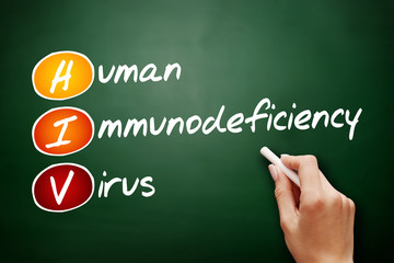 HIV - Human Immunodeficiency Virus, acronym health concept on blackboard