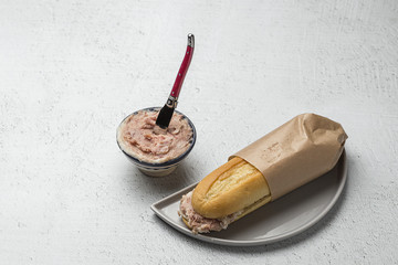 Toasted bread with different pates.