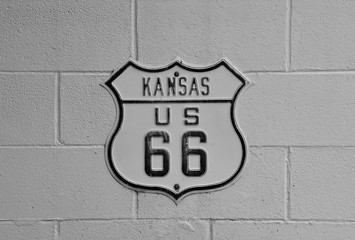 Signe de la route 66 au Kansas.