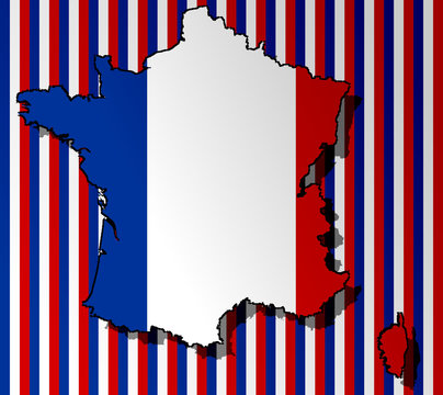 French flag with a contour of borders