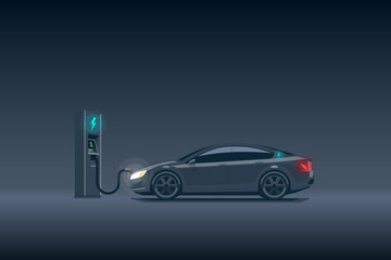 Modern Luxury Electric Car Charging at the Charging Station