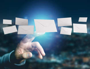 Envelope message displayed on a futuristic email interface - 3d rendering