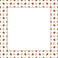Christmas frame with pattern. Empty template for greeting card or invitation.