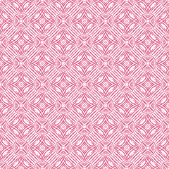 Pink and white geometrical fabric seamless pattern, vector.