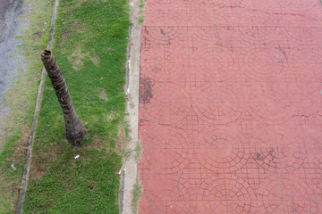 Ground floor with bricks.