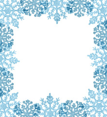 frame from light blue snowflakes isolated on white