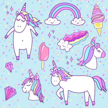 Fashion patch badges with unicorns