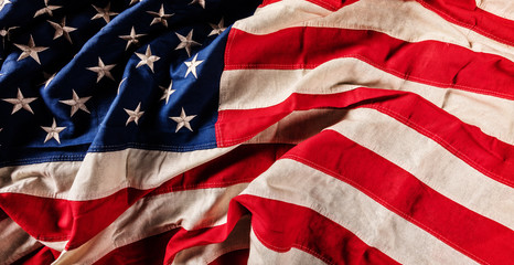 Close-up of USA flag in grunge design