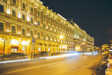 Fototapeta na wymiar Grand Hotel Europe in St. Petersburg at night
