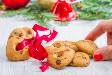 heart biscuit with christmas decoration