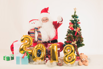 Santa claus happy christmas and happy new year 2018,vintage tone