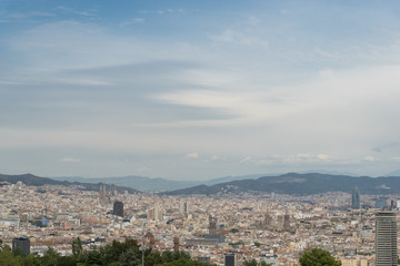 Fototapeta na wymiar Aerial view from Montjuic of Barcelona, Spain